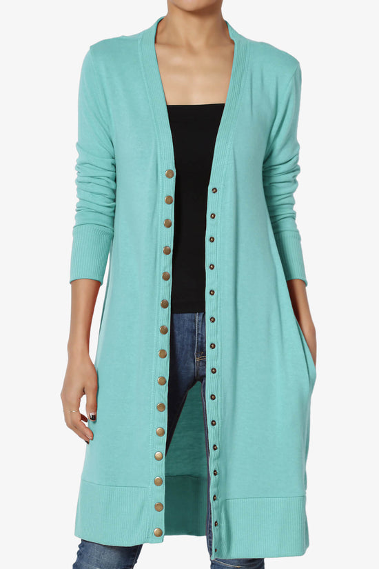 Braeden Snap Button Long Cardigan ASH MINT_1