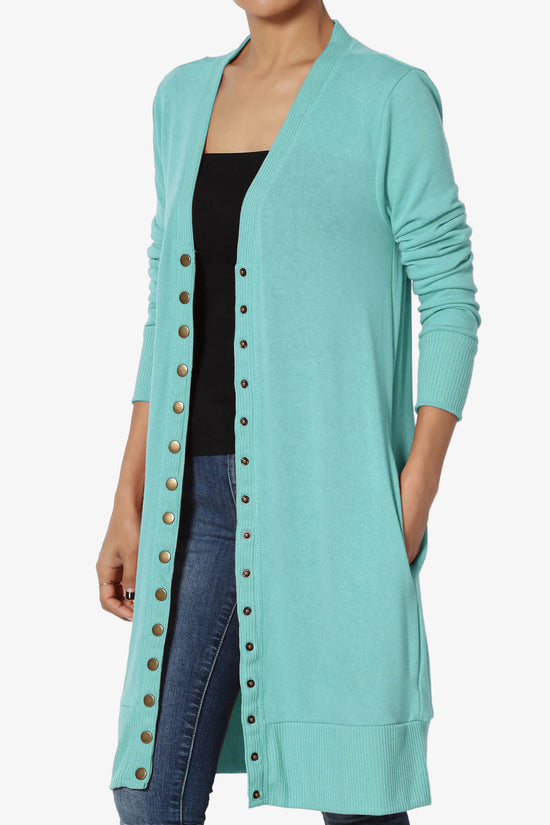 Braeden Snap Button Long Cardigan ASH MINT_3