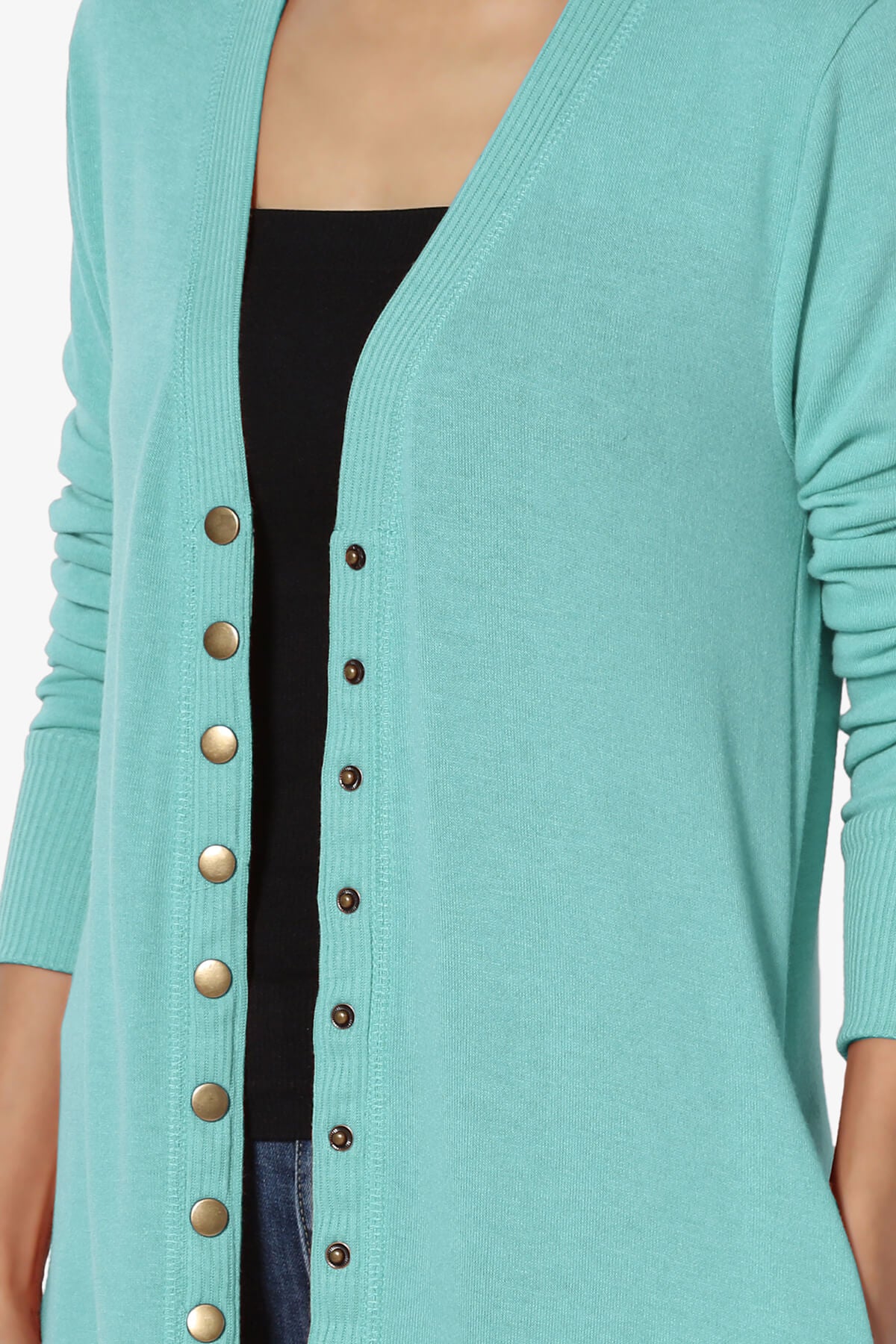 Braeden Snap Button Long Cardigan ASH MINT_5