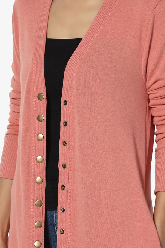 Braeden Snap Button Long Cardigan ASH ROSE_5