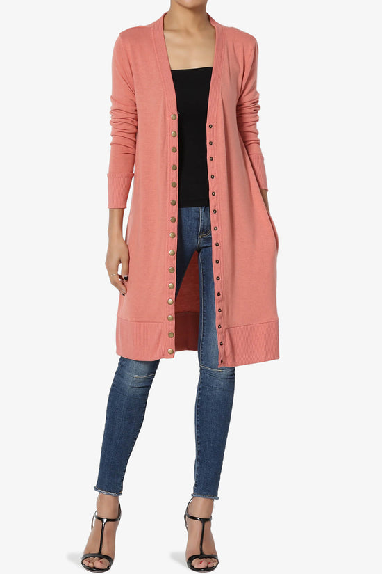 Braeden Snap Button Long Cardigan ASH ROSE_6