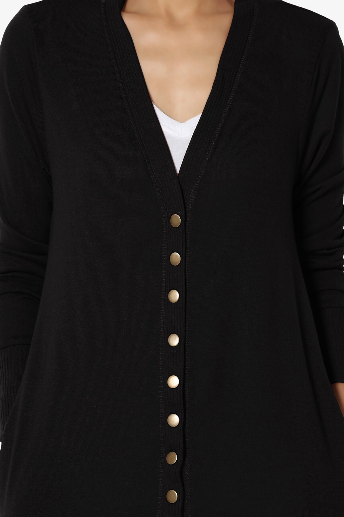 Braeden Snap Button Long Cardigan BLACK_5