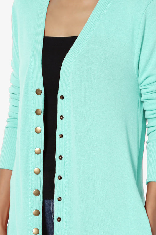 Braeden Snap Button Long Cardigan BLUE MINT_5