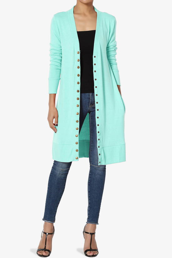 Braeden Snap Button Long Cardigan BLUE MINT_6