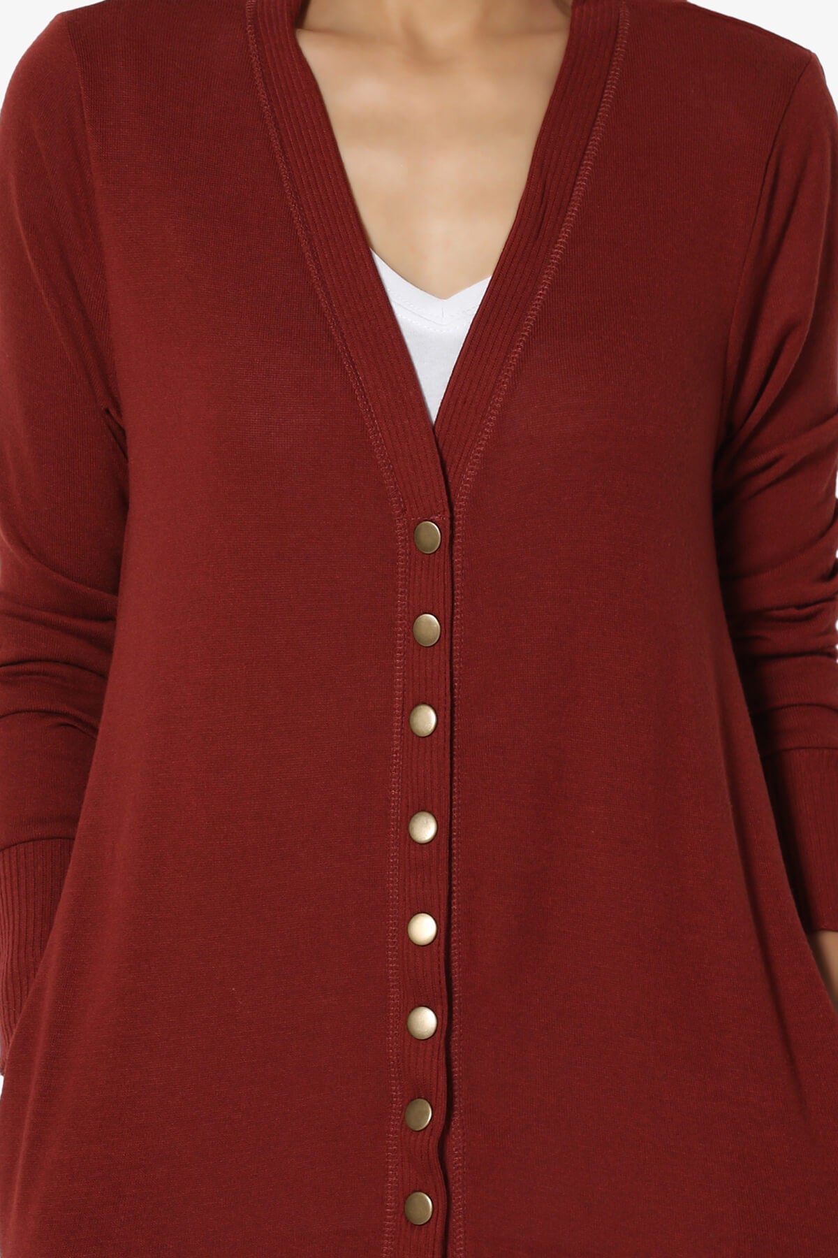 Braeden Snap Button Long Cardigan BRICK_5