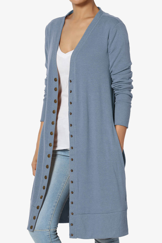 Braeden Snap Button Long Cardigan CEMENT_3