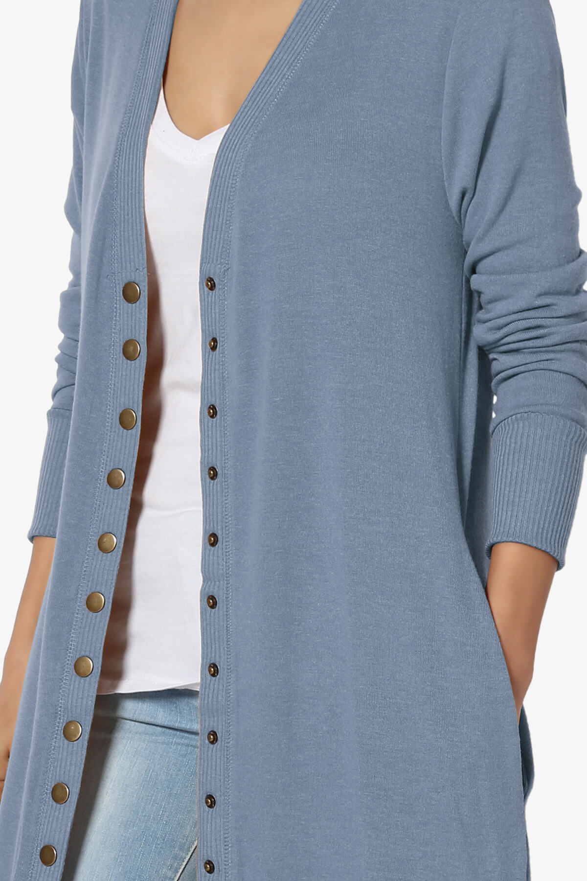 Braeden Snap Button Long Cardigan CEMENT_5