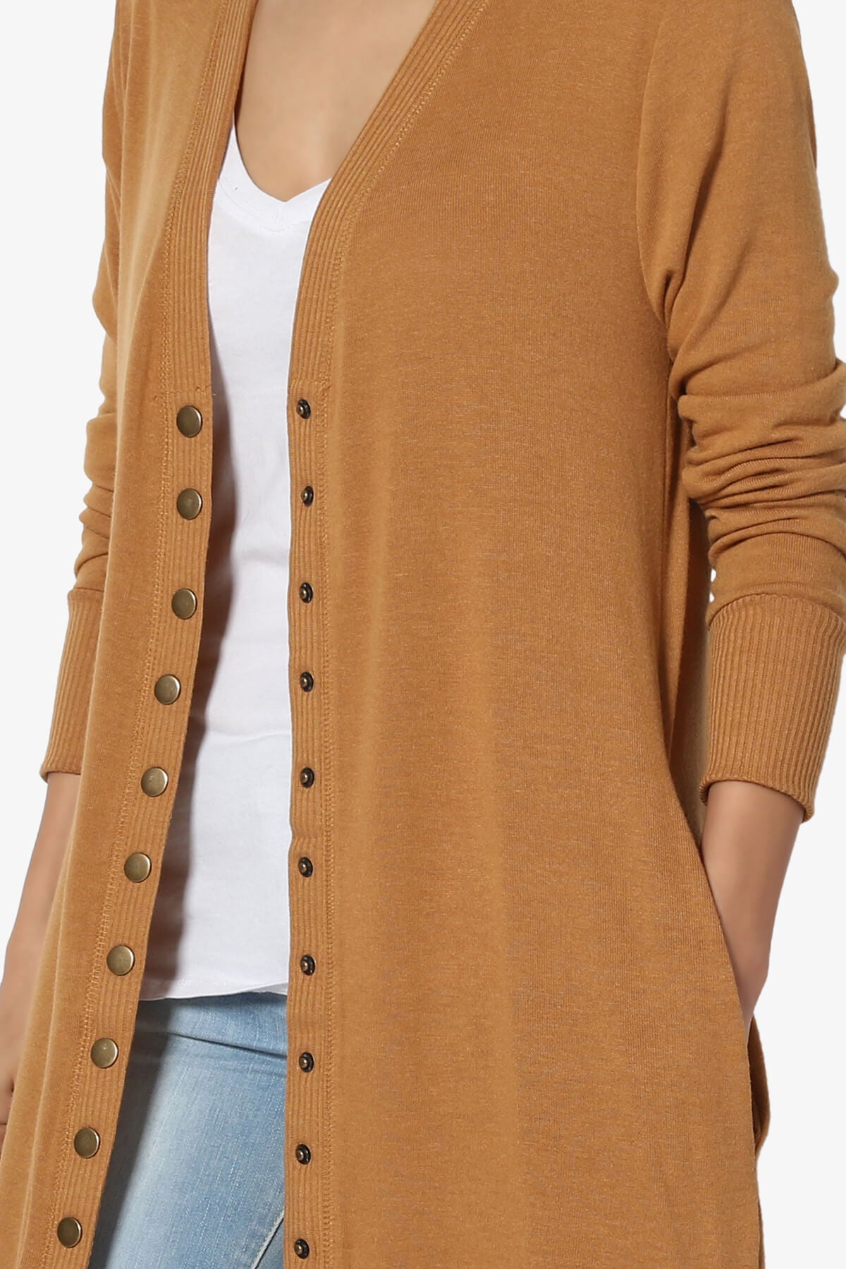 Braeden Snap Button Long Cardigan COFFEE_5