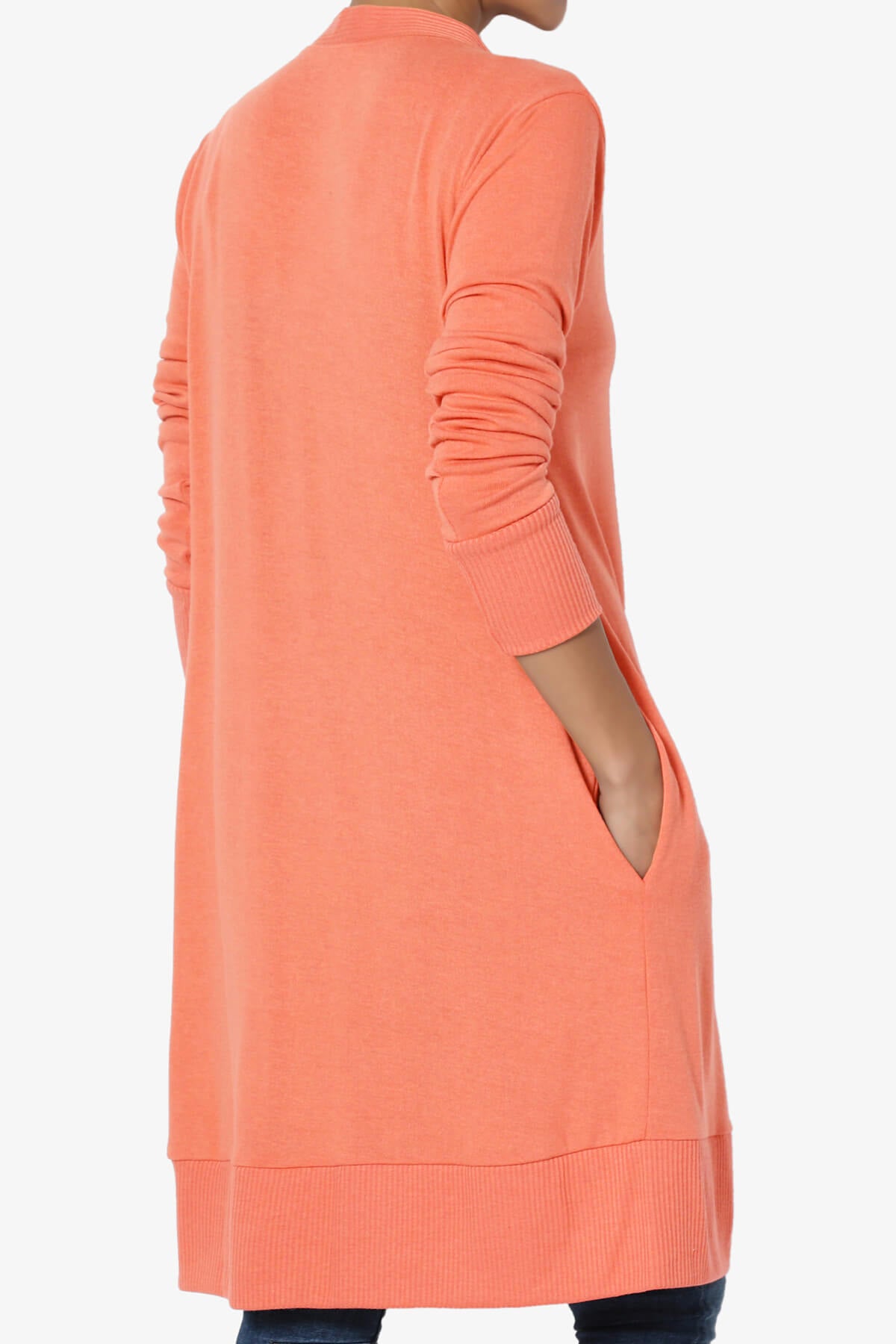 Braeden Snap Button Long Cardigan CORAL_4