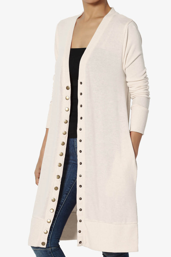 Braeden Snap Button Long Cardigan CREAM_3