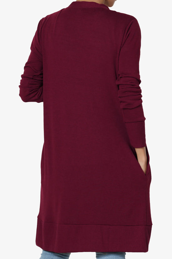 Braeden Snap Button Long Cardigan DARK BURGUNDY_2