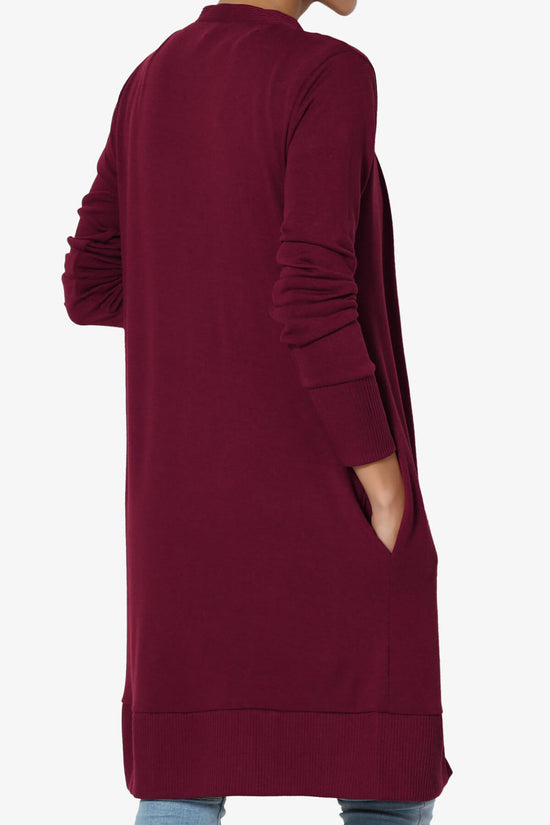 Braeden Snap Button Long Cardigan DARK BURGUNDY_4