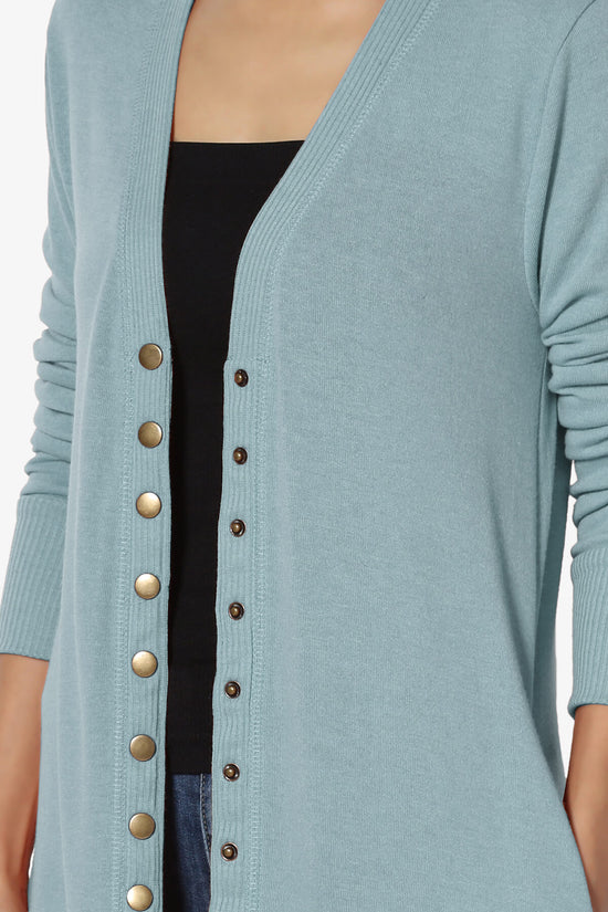 Braeden Snap Button Long Cardigan DUSTY BLUE_5