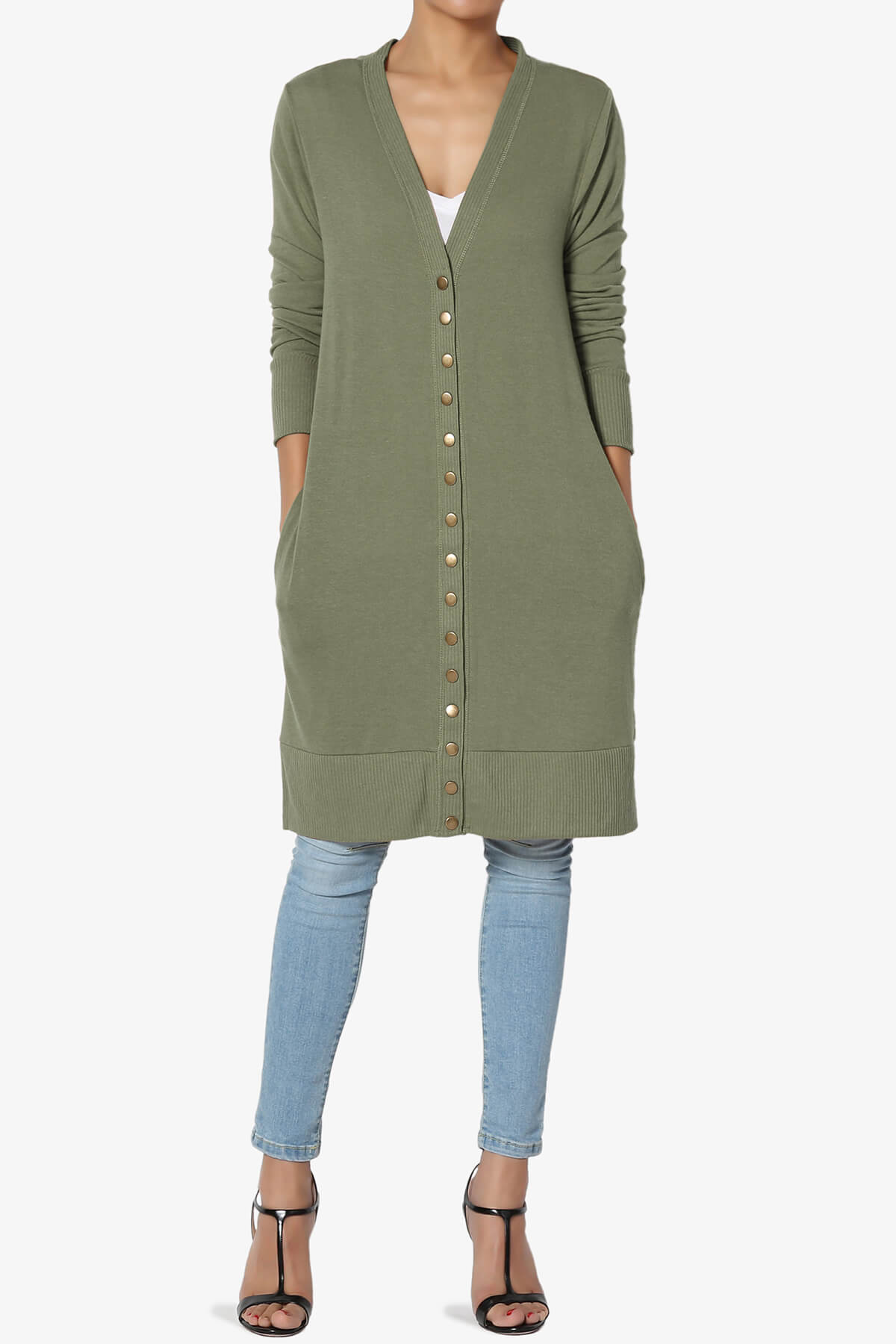 Braeden Snap Button Long Cardigan DUSTY OLIVE_6