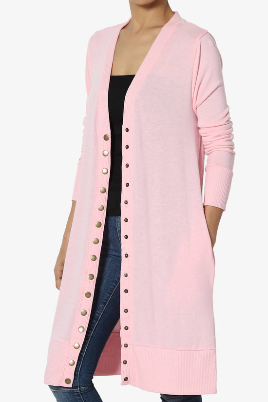 Braeden Snap Button Long Cardigan DUSTY PINK_3