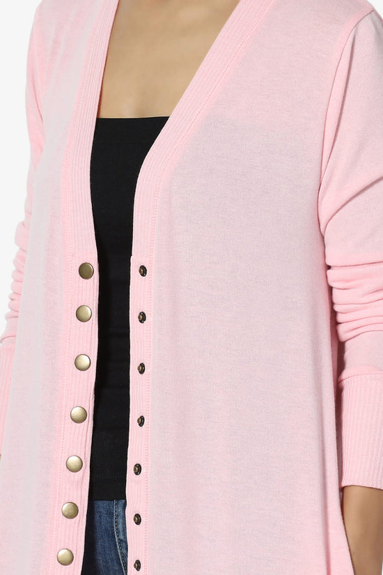 Braeden Snap Button Long Cardigan DUSTY PINK_5