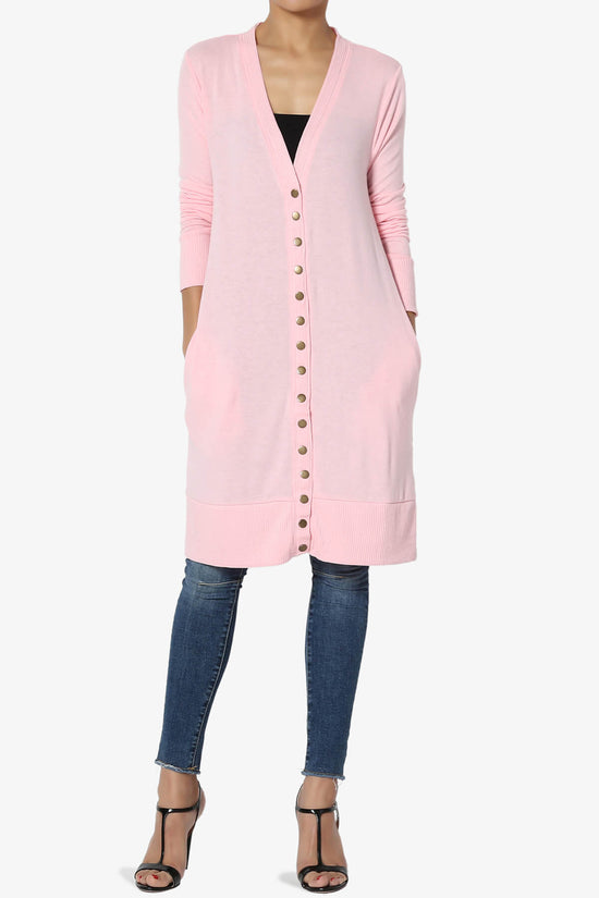 Braeden Snap Button Long Cardigan DUSTY PINK_6