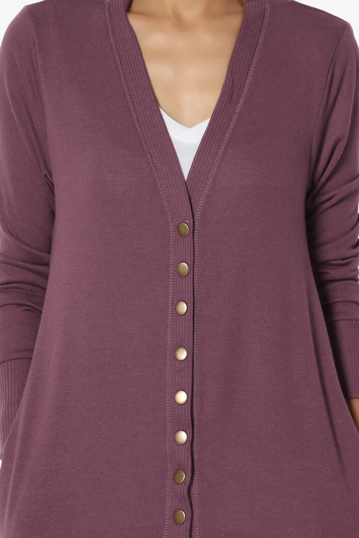 Braeden Snap Button Long Cardigan DUSTY PLUM_5