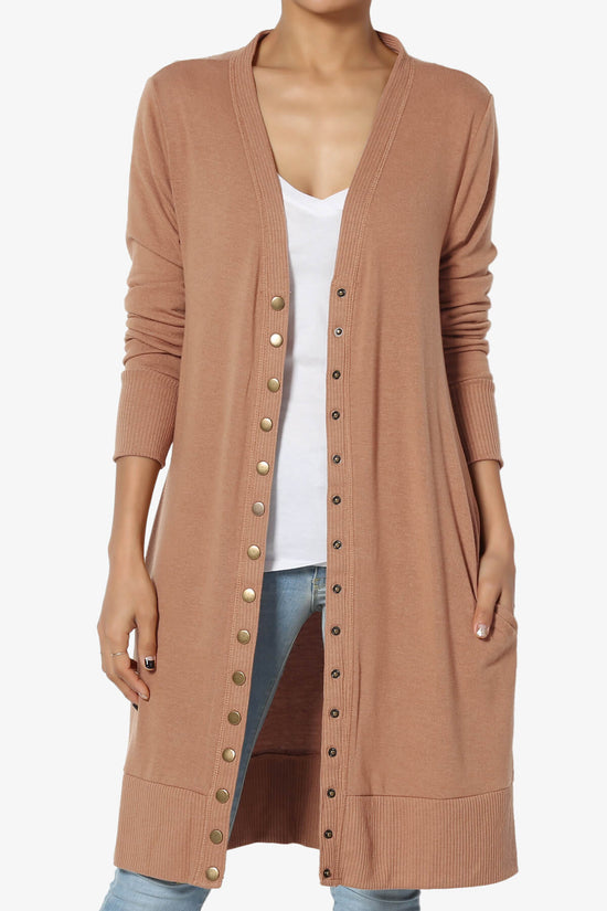 Braeden Snap Button Long Cardigan EGG SHELL_1