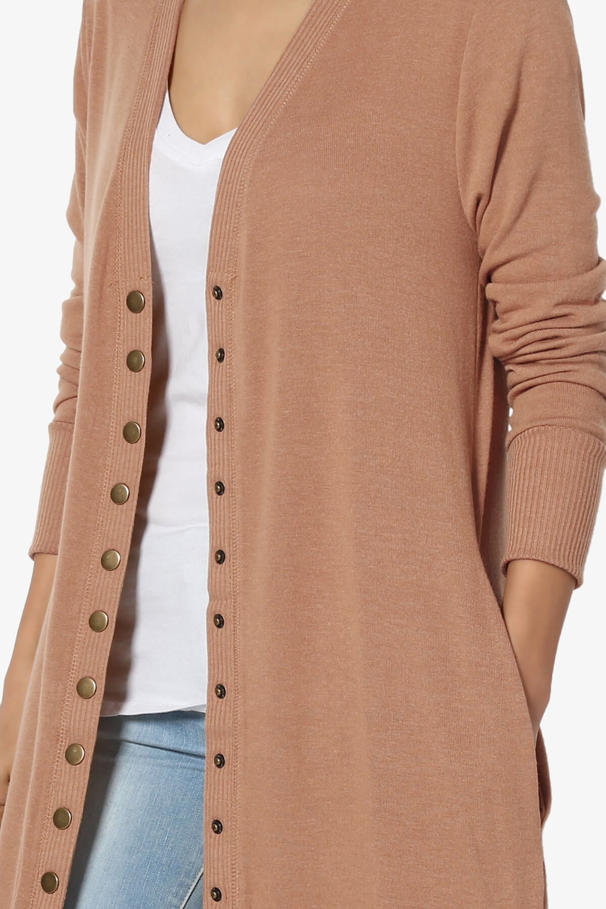 Braeden Snap Button Long Cardigan EGG SHELL_5