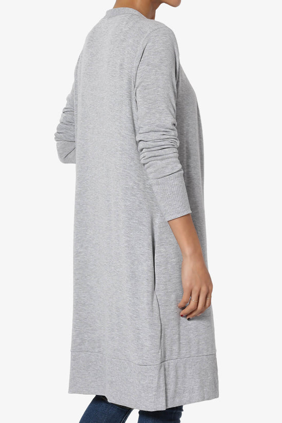 Braeden Snap Button Long Cardigan HEATHER GREY_4