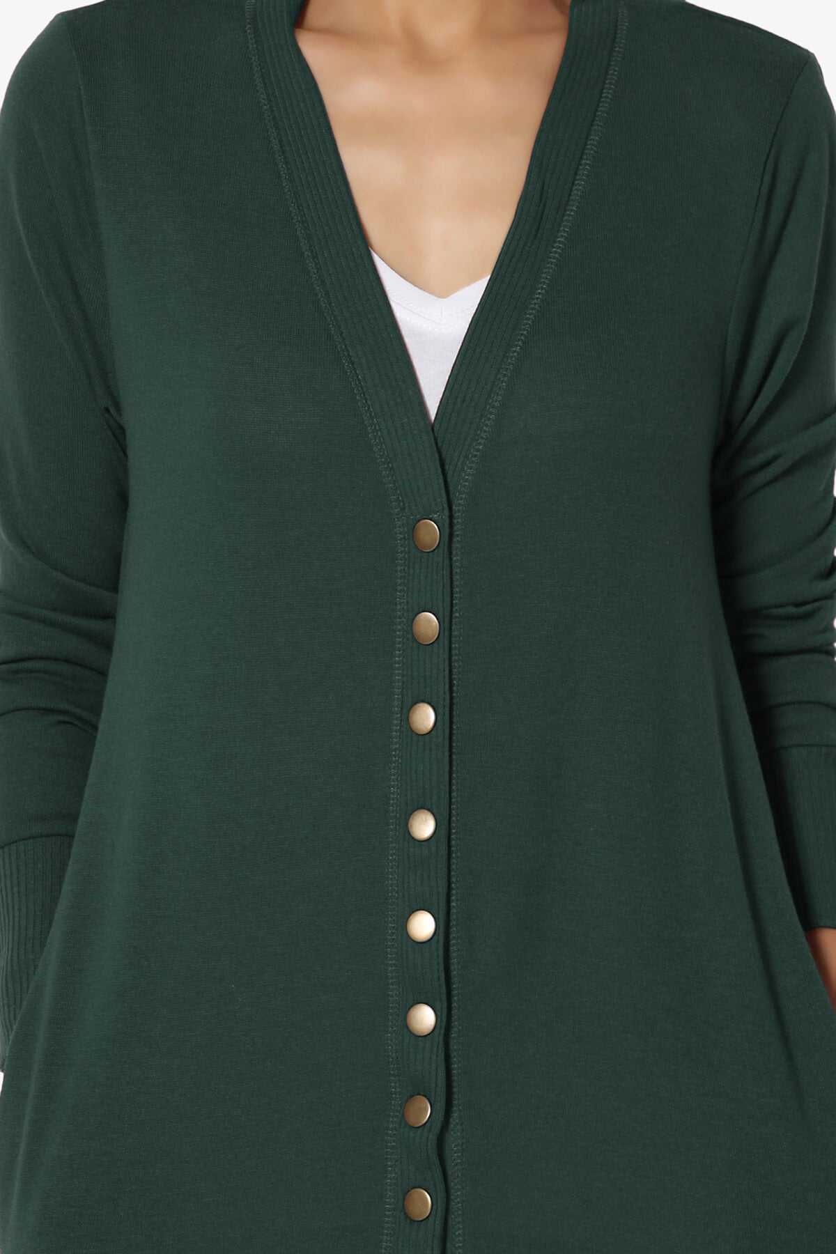 Braeden Snap Button Long Cardigan HUNTER GREEN_5