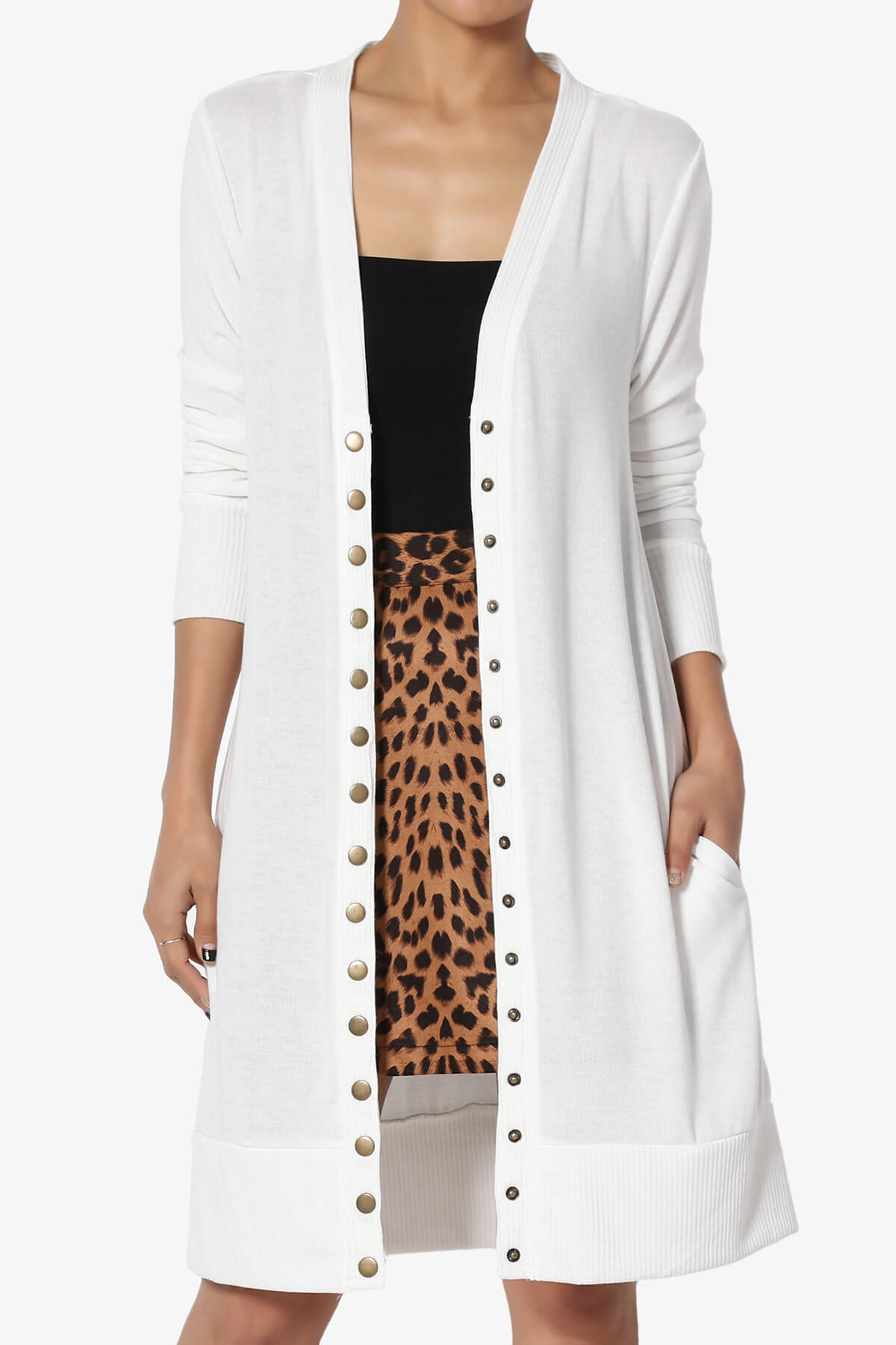 Braeden Snap Button Long Cardigan IVORY_1