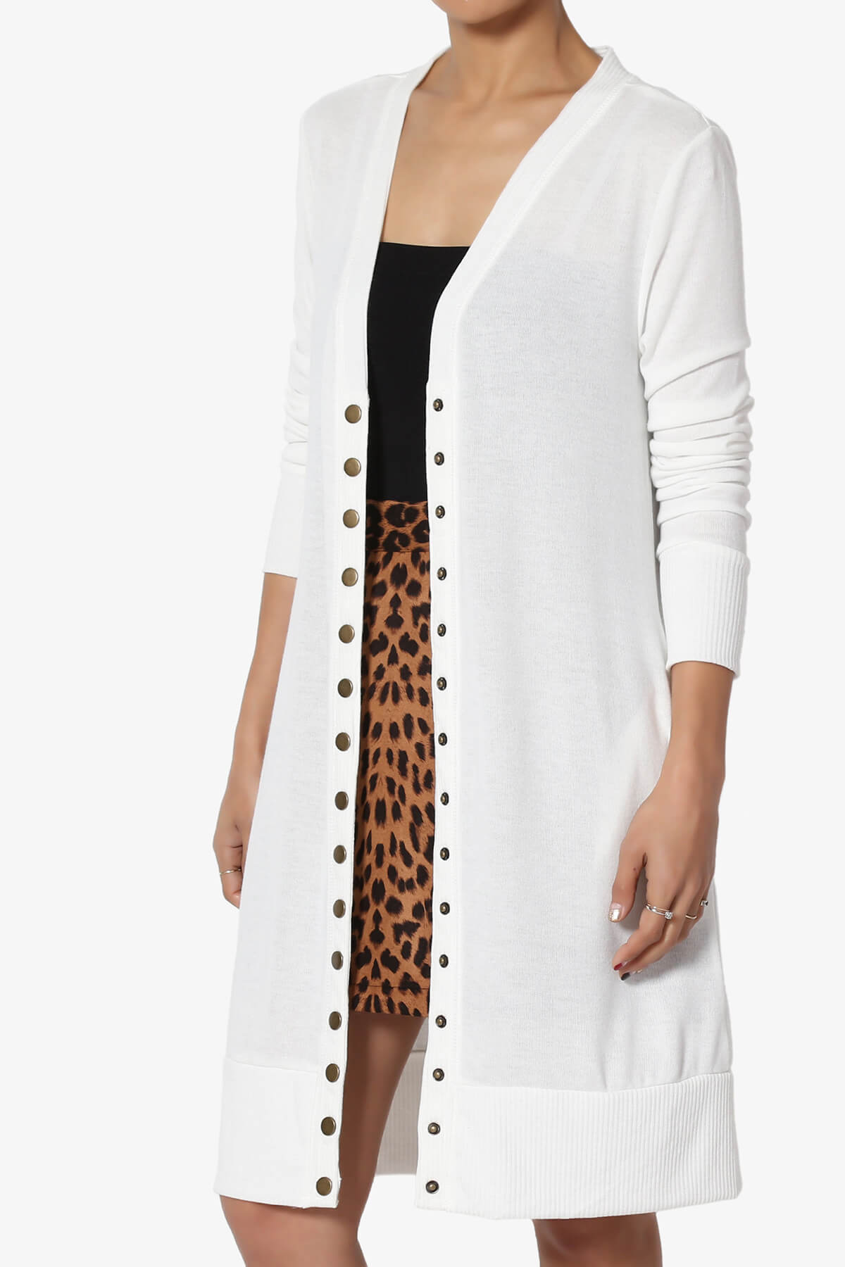 Braeden Snap Button Long Cardigan IVORY_3