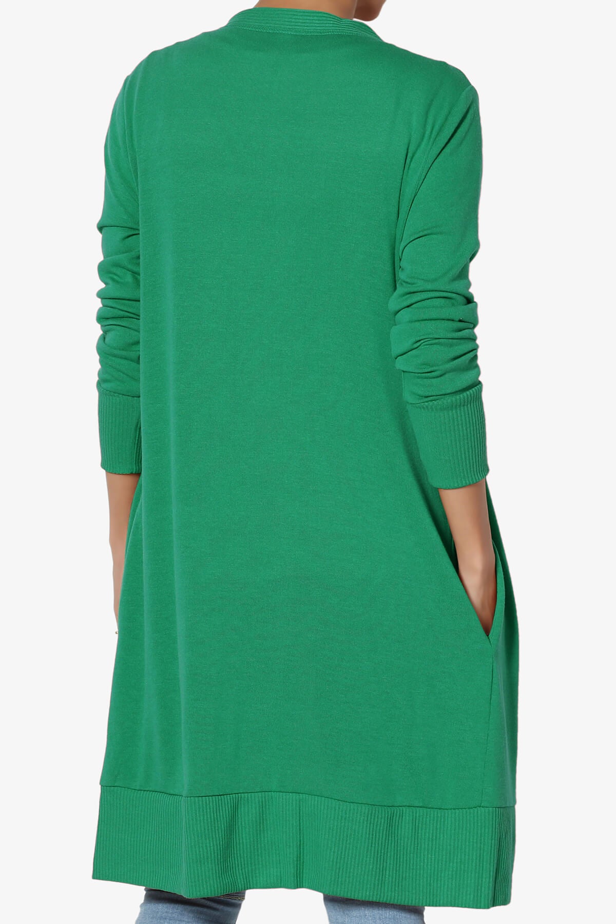 Braeden Snap Button Long Cardigan KELLY GREEN_2