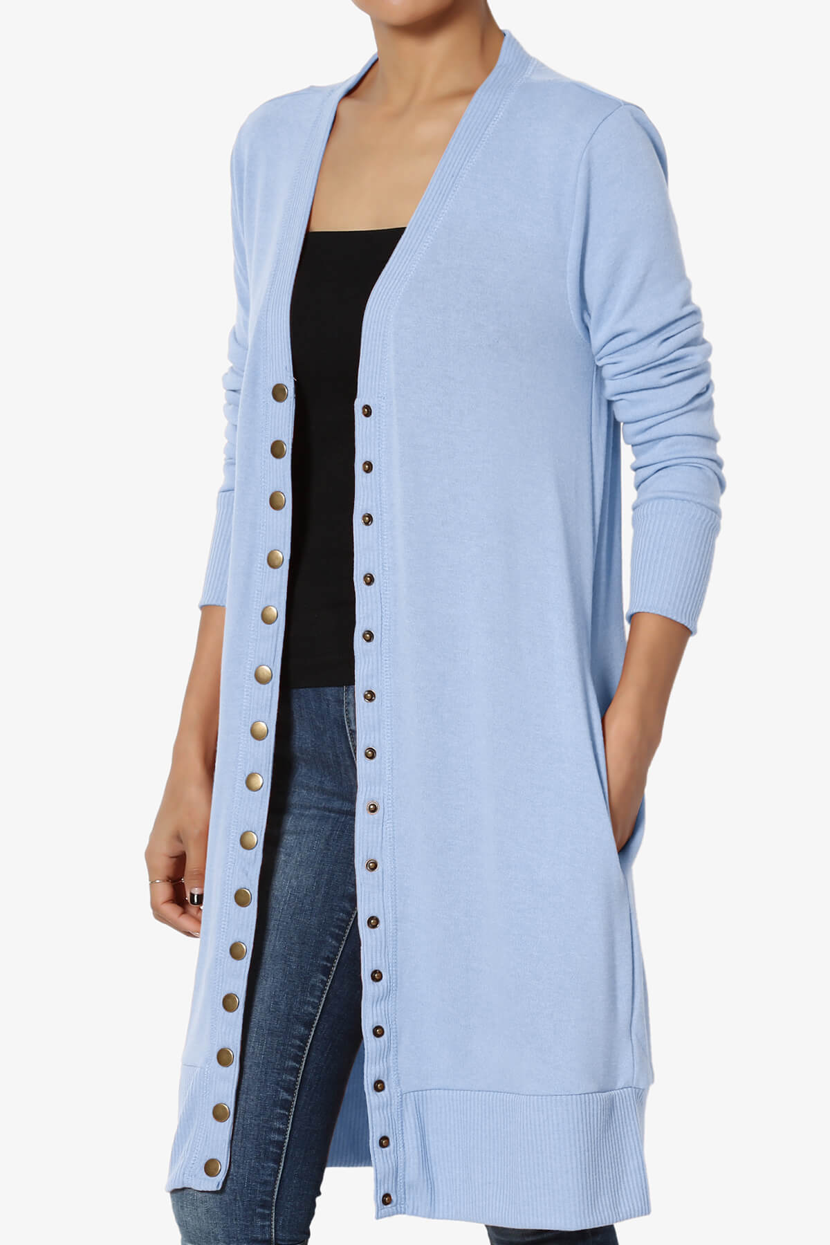 Braeden Snap Button Long Cardigan LIGHT BLUE_3