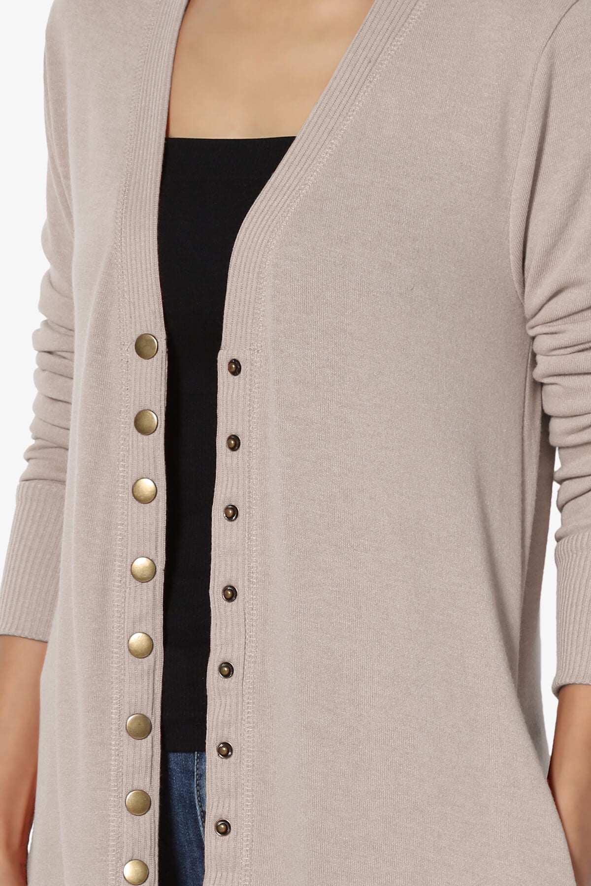 Braeden Snap Button Long Cardigan LIGHT MOCHA_5