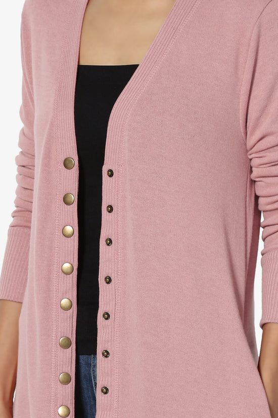 Braeden Snap Button Long Cardigan LIGHT ROSE_5