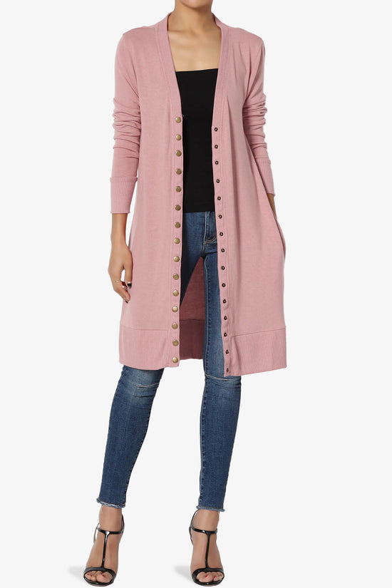 Braeden Snap Button Long Cardigan LIGHT ROSE_6