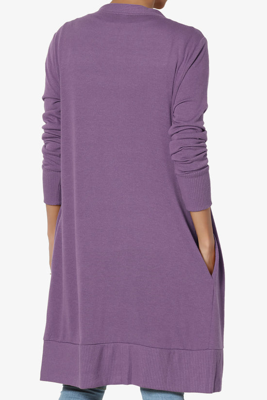 Braeden Snap Button Long Cardigan LILAC GREY_2