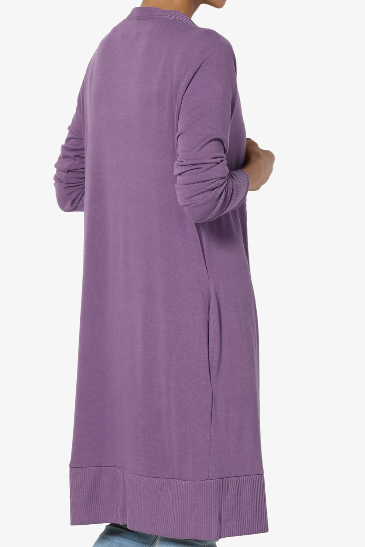 Braeden Snap Button Long Cardigan LILAC GREY_4