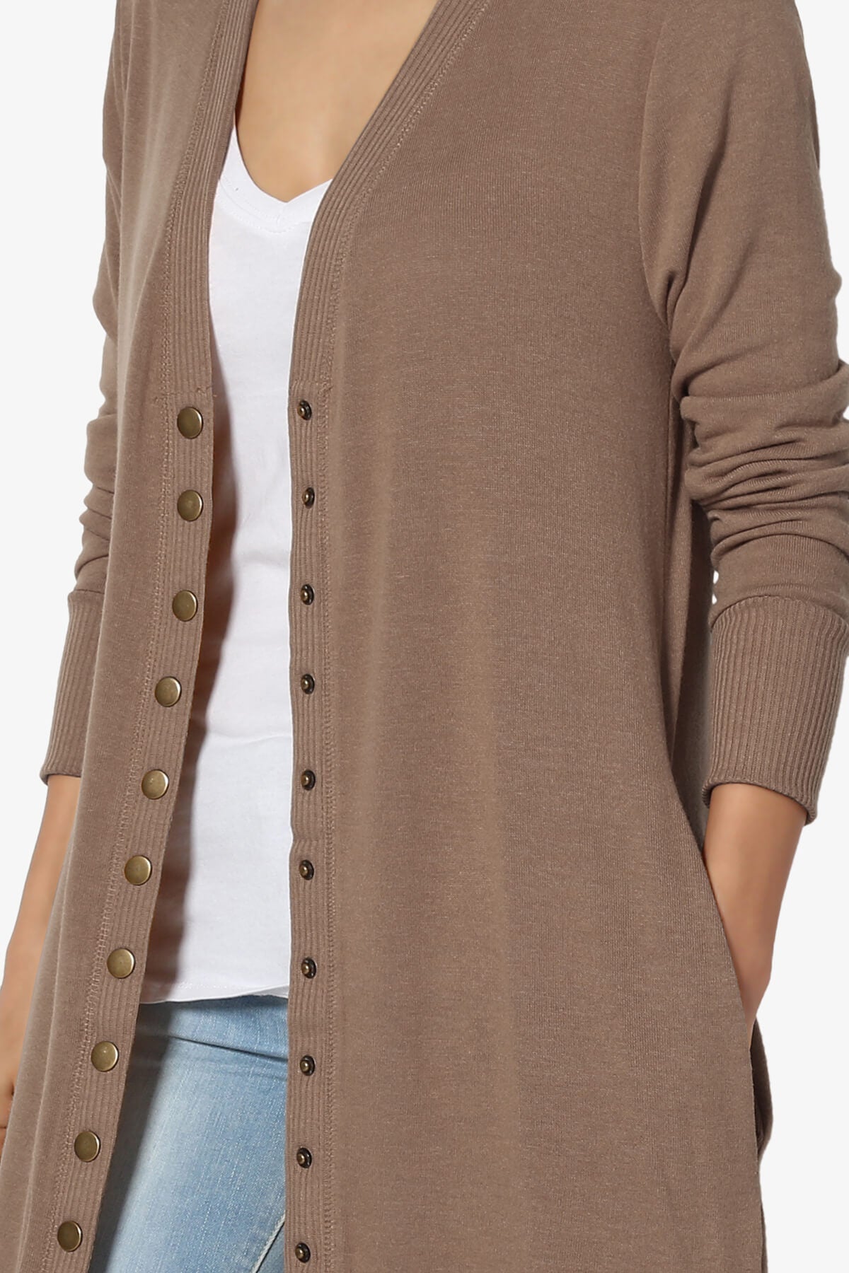 Braeden Snap Button Long Cardigan MOCHA_5