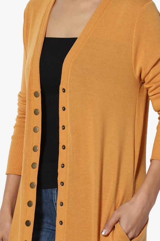 Braeden Snap Button Long Cardigan MUSTARD_5