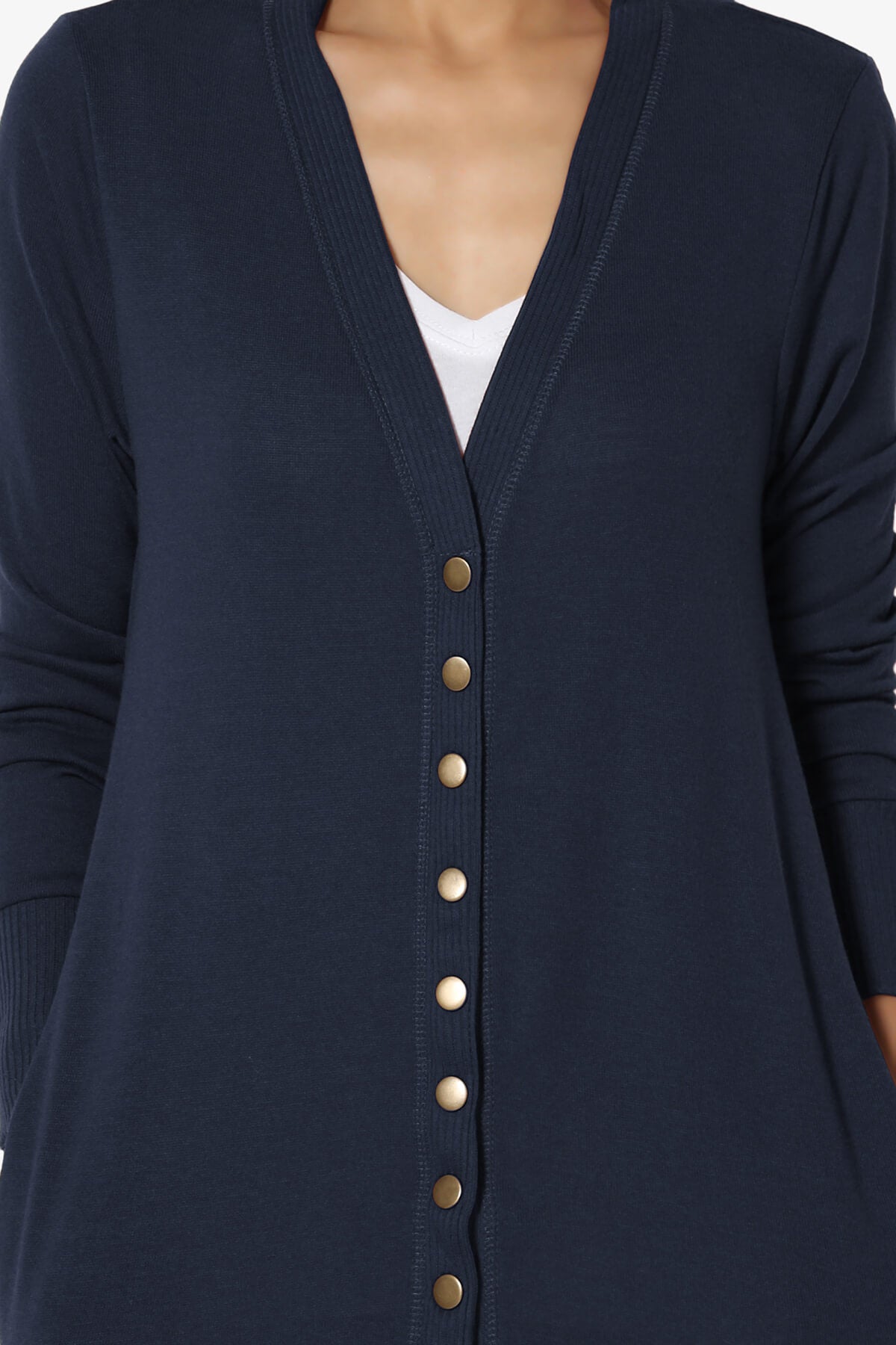 Braeden Snap Button Long Cardigan NAVY_5