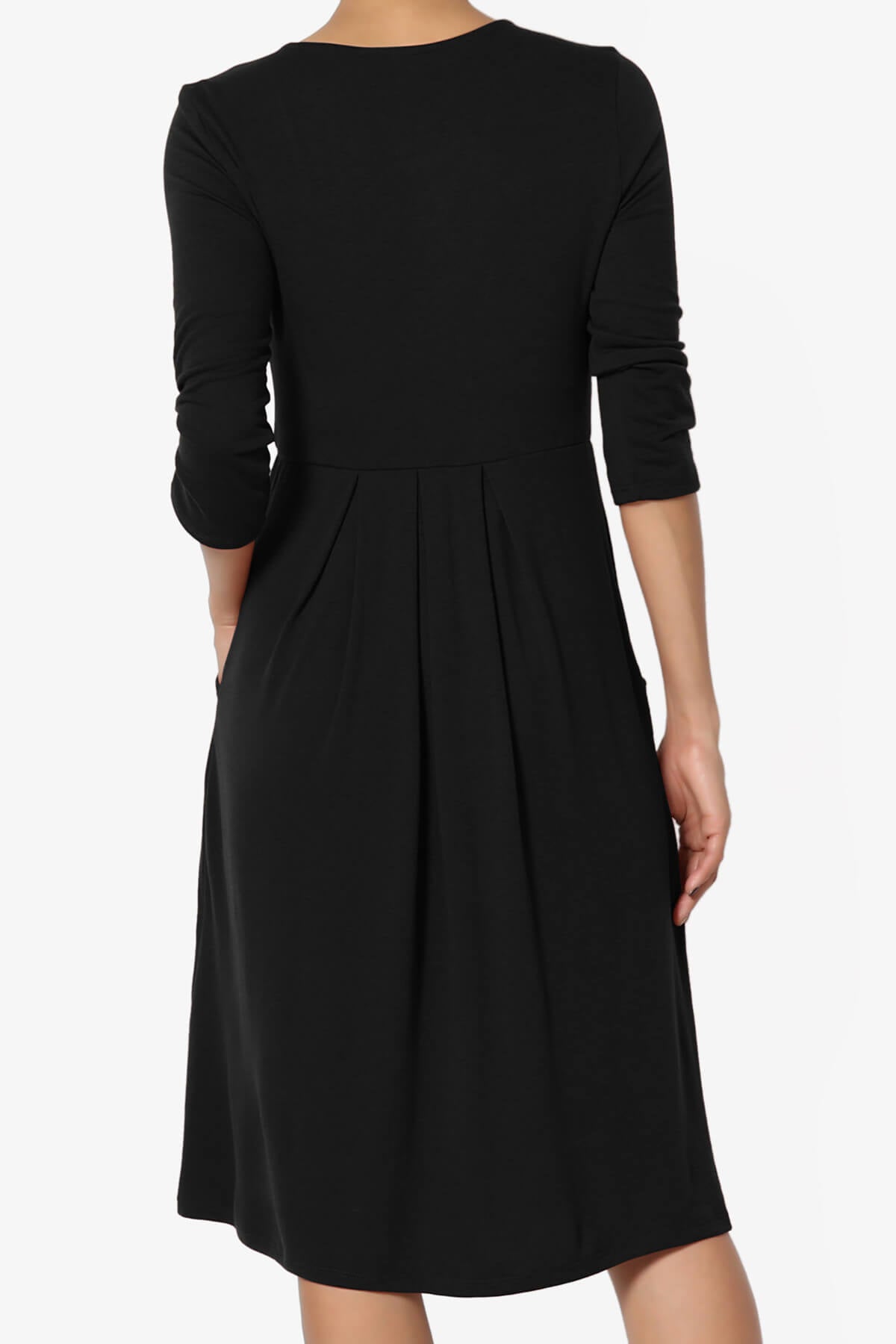 Beetle 3/4 Sleeve Pleated Jersey Dress