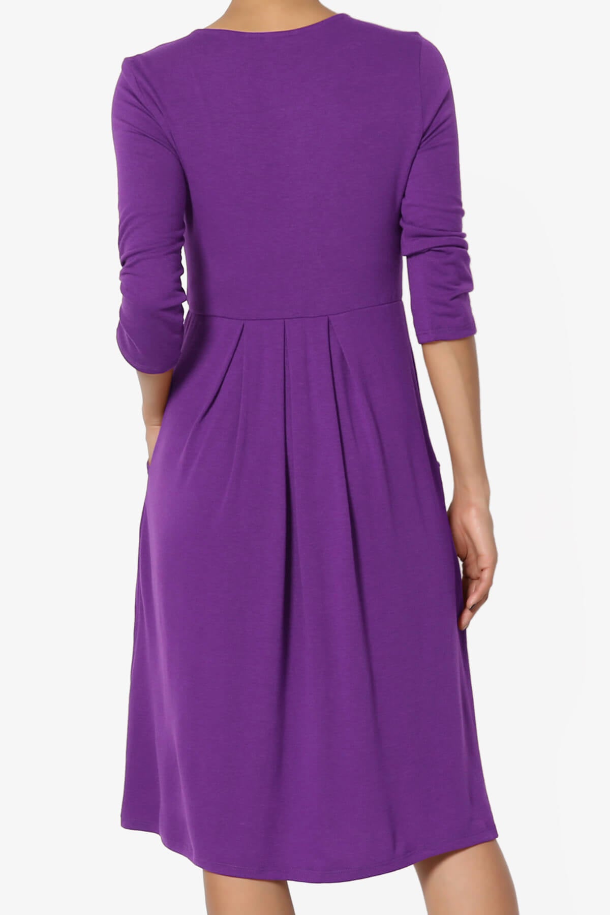 Beetle 3/4 Sleeve Pleated Jersey Dress PLUS