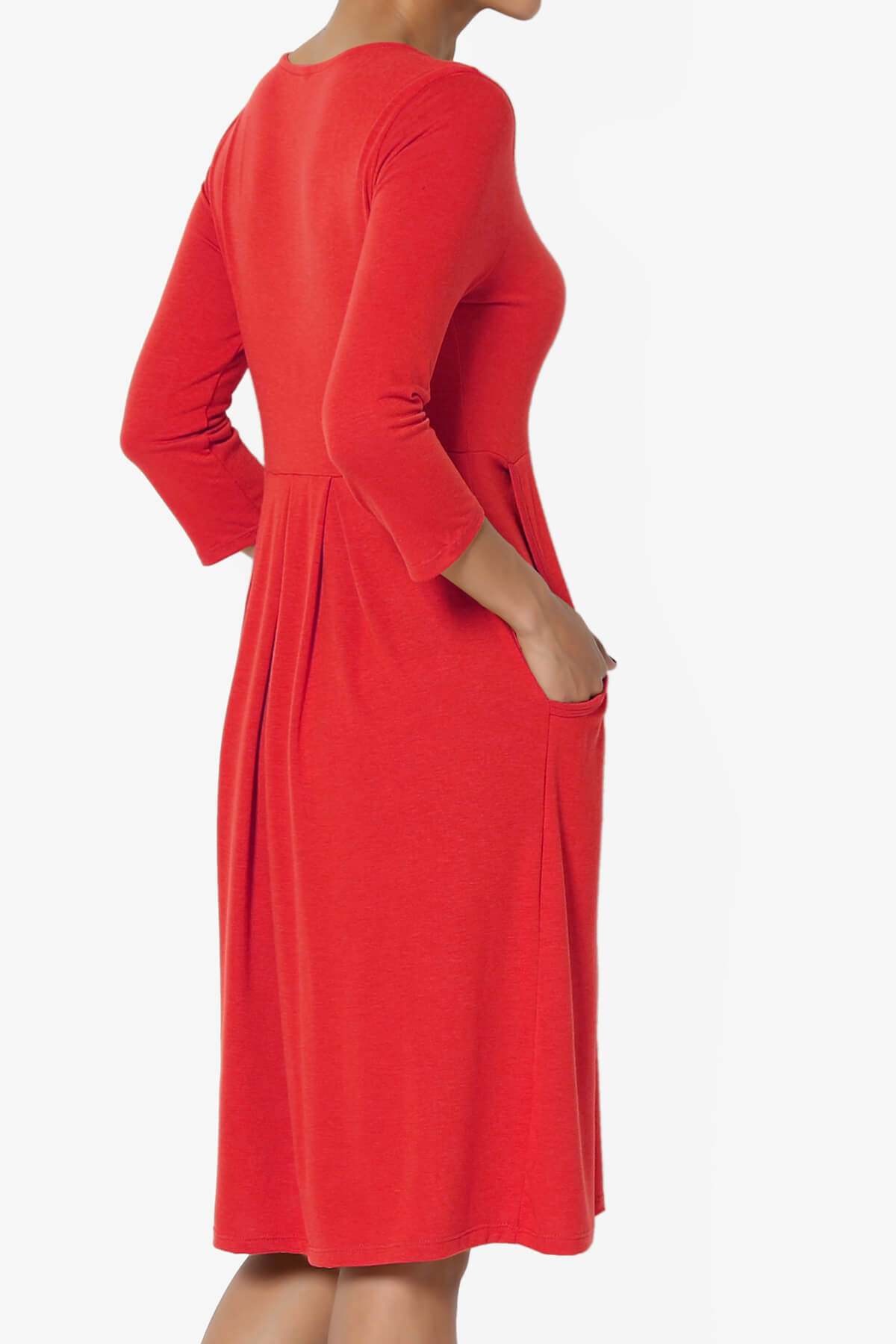 Beetle 3/4 Sleeve Pleated Jersey Dress PLUS