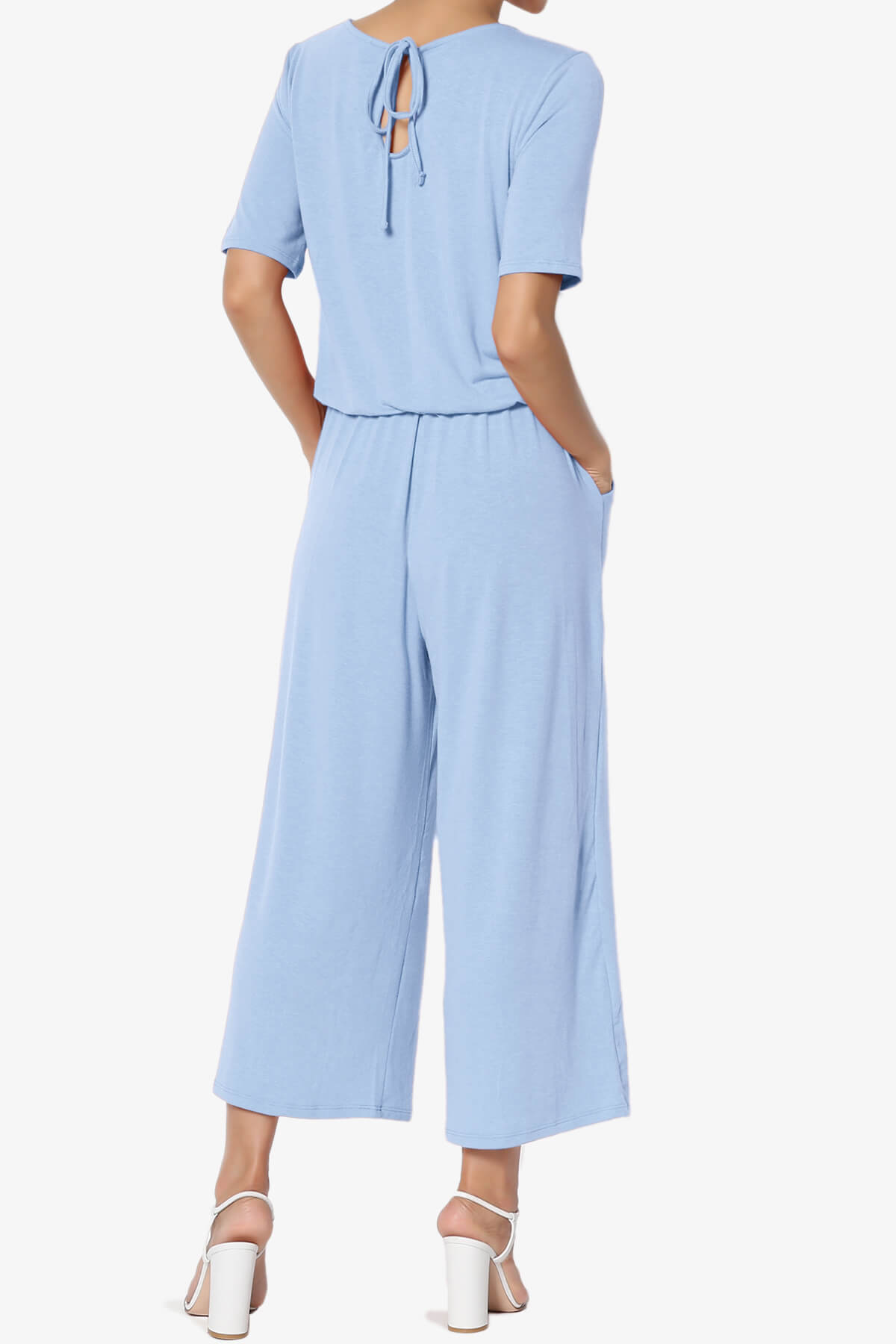 Tina Short Sleeve Culotte Jumpsuit LIGHT BLUE_2