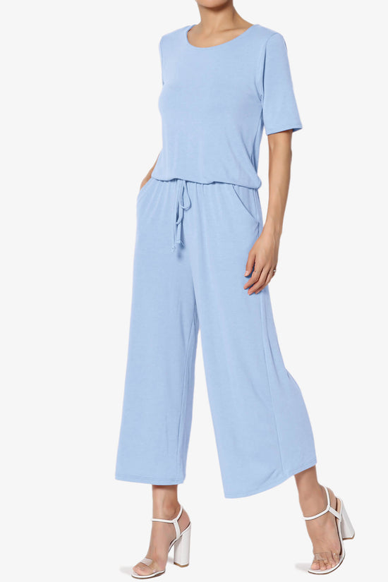 Tina Short Sleeve Culotte Jumpsuit LIGHT BLUE_3