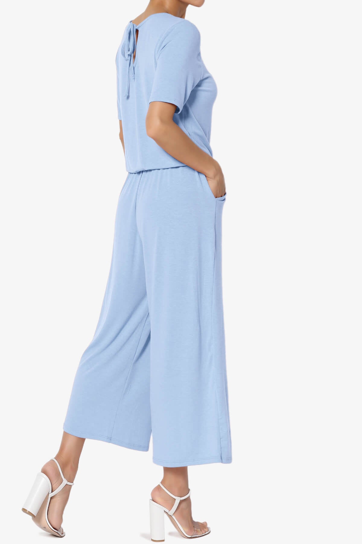 Tina Short Sleeve Culotte Jumpsuit LIGHT BLUE_4