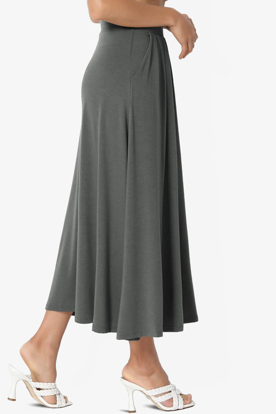 Gyrate Pleated Pocket Flared Midi Skirt