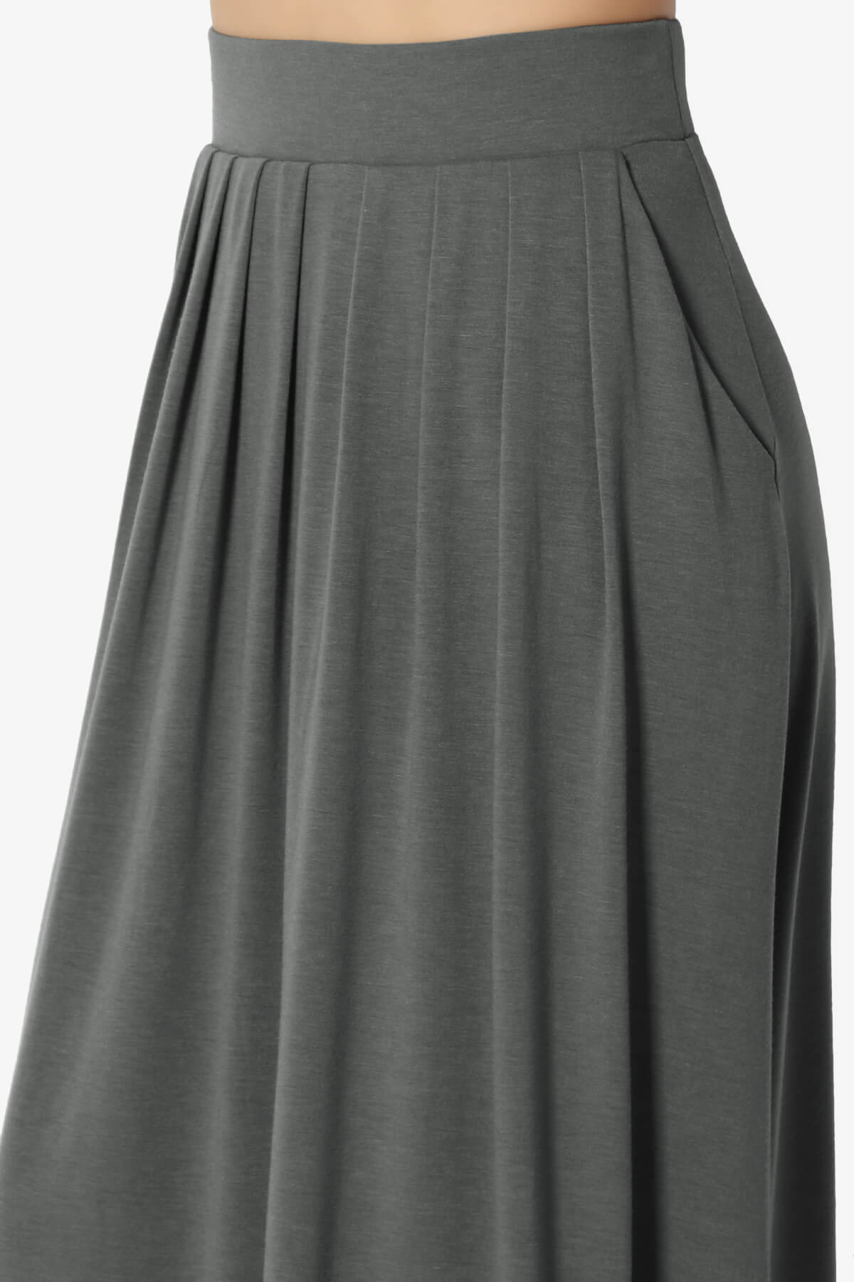 Gyrate Pleated Pocket Flared Midi Skirt