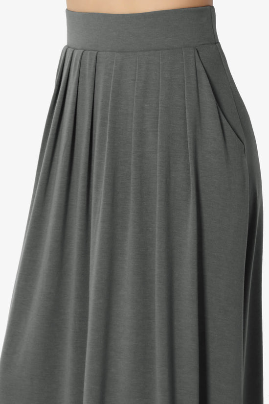 Gyrate Pleated Pocket Flared Midi Skirt