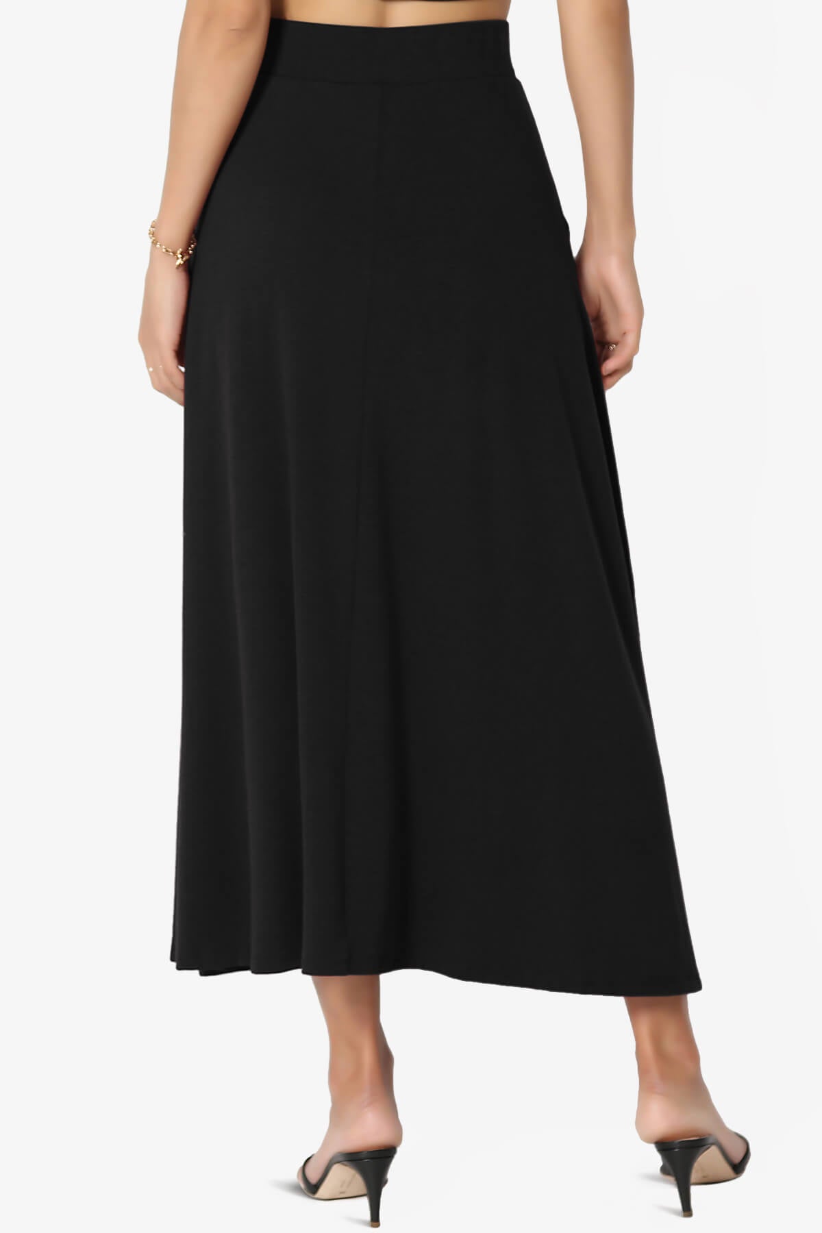 Gyrate Pleated Pocket Flared Midi Skirt