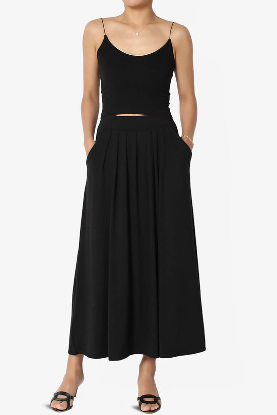 Gyrate Pleated Pocket Flared Midi Skirt