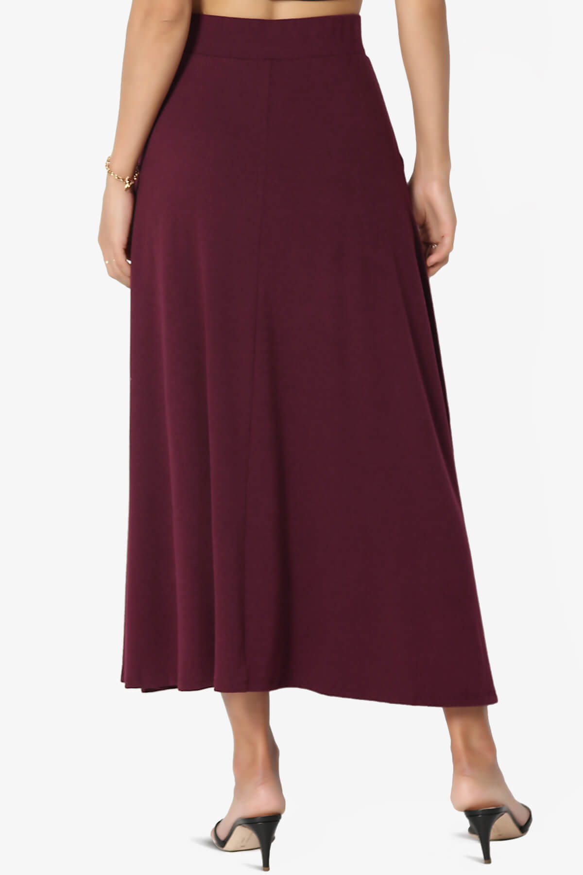 Gyrate Pleated Pocket Flared Midi Skirt